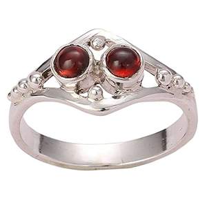 Boho January Birthstone <b>Ring</b> Handmade 925 Sterling <b>Silver</b> Rhodium Perfect Anniversary Birthday Gift for Her <b>Garnet</b> Stone January - Product Image 1
