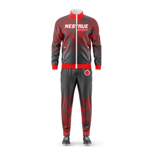 Conjunto de chándal de entrenamiento de gimnasio personalizable con estampado de transferencia de calor transpirable ligero para hombre con cremallera y poliéster 100% - Product Image 3