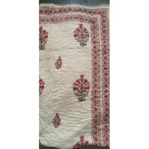 Vinayakam Export Double <b>Bed</b> Jaipuri Hand <b>Block</b> Printed Cotton Quilts Summer Bedspreads Embroidered Patchwork Kantha Designs - Product Image 4