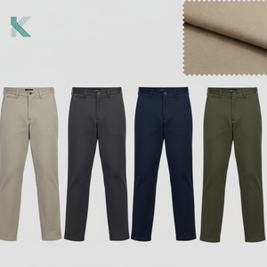 3% ผ้าฝ้าย97% ทอลายทแยงผ้าสแปนเด็กซ์เอวกลางแบนมีซิปด้านหน้าผ้าชิโนระบายอากาศย้อมธรรมดา - Product Image 4