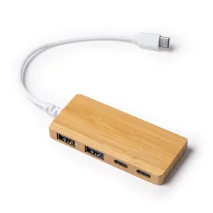 Hub USB in Bambù Personalizzato Abelardo, Gadget Promozionali Personalizzati - Product Image 1