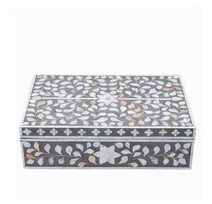 Caja de almacenamiento de joyería de nácar de calidad de lujo, regalos de boda, caja de joyería de exhibición, estuche de tocador hecho a mano de La India - Product Image 6