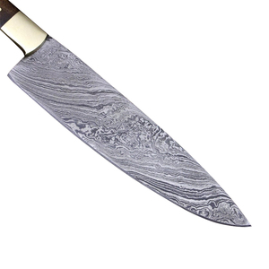 Vente en gros personnalisé de haute qualité OEM ODM service fait à la main en acier Damas couteau de chef professionnel manche en bois et étui en cuir - Product Image 2