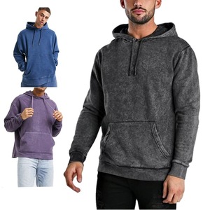 Custom 100% Cotton French Terry Acid <b>Wash</b> Snow Stone Printed Hoodie for <b>Men</b> XS Size Casual Winter Long Sleeve Flannel Solid - Product Image 1