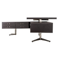 Bureau assis-debout moderne Bari gauche en bois brun 220x85x75cm 153kg Jet-Line pour adulte, idéal pour le bureau, la maison et l'école