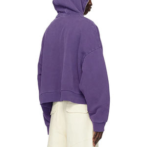 Sweat-shirts à capuche surdimensionnés en gros, respirants, gris, à épaules tombantes, lourds, délavés à l'acide, à fermeture éclair intégrale, pour hommes, Pakistan - Product Image 3