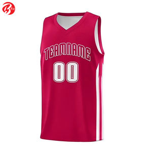 Rose et blanc couleur col en V élégant Top qualité équipe formation uniforme respirant séchage rapide Bsci été basket-ball Shorts - Product Image 2