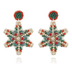 Handcrafted Custom Gameday <b>Football</b> Seed Beaded Drop <b>Earrings</b> Unique Designs in Team Colors - Product Image 4