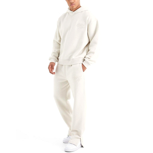 Nuevos conjuntos de pantalones ajustados con capucha de gran tamaño de alta calidad superior/último diseño de chándal transpirable con logotipo impreso en relieve para hombres - Product Image 1
