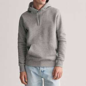 Sudadera con capucha clásica gris para hombre, forro polar suave, bolsillo de canguro, cordón ajustable, largo, cálido para invierno, ropa informal diaria - Product Image 5