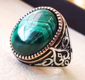 Wholesale <b>Men</b> <b>Ring</b> New Arrival Natural Malachite Gemstone Birthday Gift Turkey <b>Mens</b> Signet <b>Ring</b> Jewelry 925 Sterling <b>Silver</b> <b>Ring</b> - Product Image 2