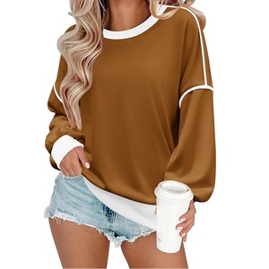 New Collection Luxury <b>Long</b> <b>Sleeve</b> Round Neck Shoulder Slope Solid Comfortable Casual Women's Cotton Sweatshirt From Bangladesh - Product Image 1