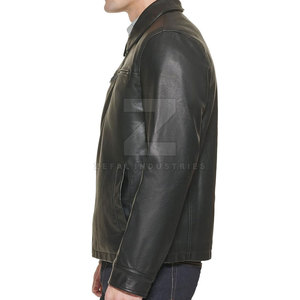 Veste en cuir personnalisée de haute qualité pour hommes col montant Logo avant mode d'hiver imperméable et respirant - Product Image 3