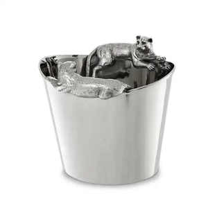 Seau à glace en acier inoxydable avec poignées de conception de renne avec pince pour boissons réfrigérées et refroidisseur en métal facile à servir - Product Image 4