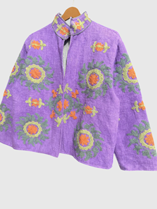 Veste à col mandarin brodée à la main avec des motifs floraux, manches longues, taille plus, vêtements de printemps pour femmes, mélange de lin et de coton, style bohème - Product Image 3