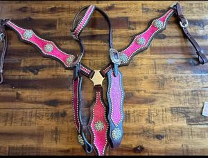 Ensemble de tack en cuir occidental de haute qualité collier de poitrine de bride réglable et têtière pour la formation de chevaux d'Inde - Product Image 5