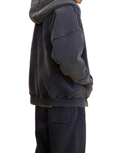 Sweat à capuche 100% coton lavé à l'acide pour hommes, veste Streetwear avec logo personnalisé, sweats à capuche avec fermeture éclair pour hommes - Product Image 4