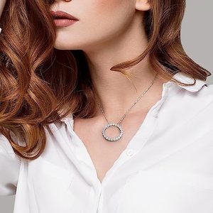 Collier pendentif diamant Moissanite rond 2.00 MM, pendentif de forme ronde plaqué or 18 carats - Product Image 3