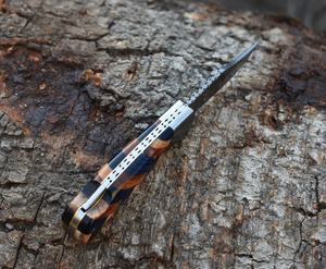 Cuchillo Plegable de Acero Inoxidable Damasco Personalizable, de Grado Industrial, con Mango de Madera, OEM, para Campismo, Supervivencia y Caza - Product Image 5