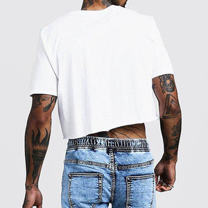 Printing <b>Men</b> <b>Cropped</b> T Shirt Oversize <b>Top</b> Heavyweight Cotton Drop Shoulder Boxy Fit Custom Logo Design <b>Cropped</b> T Shirt For <b>Men</b> - Product Image 5