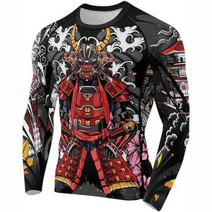 เสื้อแรชการ์ดแขนยาวผู้ชาย แห้งเร็ว กระชับกล้ามเนื้อ สำหรับ BJJ MMA ออกกำลังกาย ยิม-สแปนเด็กซ์/ไนลอน หนักพิเศษ พิมพ์ลายแบบซับลิเมชั่น - Product Image 6