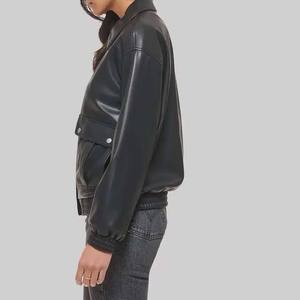 Abrigo de cuero con letras para mujer, abrigos de cuero negro con letras para mujer, ropa de calle, chaqueta de cuero de vaca y oveja para mujer a la venta 2025 - Product Image 3