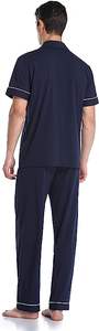 Ensemble de pyjamas 100% coton pour hommes, vêtements de nuit boutonnés, manches courtes et pantalons longs - Product Image 3