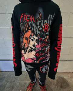 เสื้อสวมศีรษะแบบมีฮู้ดพิมพ์ลายกรดวินเทจผ้าคอตตอนกราฟิกแบบกำหนดเอง - Product Image 3