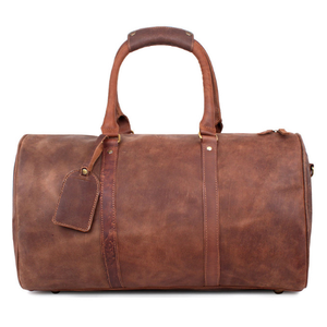 Bolsa de lona de lujo de cuero de búfalo genuino de grano completo hecha a mano marrón impermeable de gran capacidad Vintage viaje durante la noche - Product Image 6