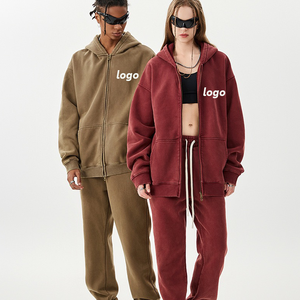 100% ชุดกีฬาผู้ชายผ้าคอตตอนแขนยาวลำลองแขนยาวซิปหน้าเสื้อสเวตสูทกีฬาวิ่งคอปกมีฮู้ดสำหรับฤดูหนาว - Product Image 4