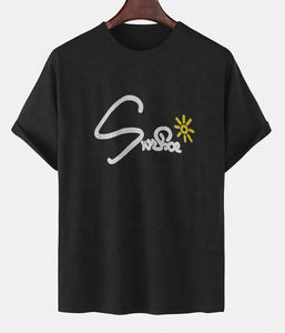 Nouveau T-shirt décontracté pour homme 100 % coton, coupe droite, anti-plis, écologique, à manches courtes, avec ourlet incurvé extra long et décolleté ras du cou - Product Image 2