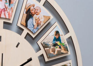 Hình Ảnh Cưới Gia Đình Đồng Hồ Tùy Chỉnh Bằng Gỗ Với 12 Hình Ảnh - Product Image 4