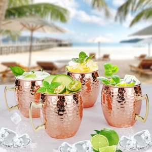 Metal 2025 Hot Selling 550ml Custom Antique Hammered Solid Pure Copper <b>Moscow</b> <b>Mule</b> <b>Mugs</b> Set Mocktail Cocktail Drinking Cups - Product Image 1