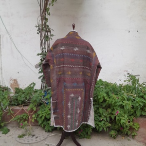 Vestes en tissu Kantha vintage en gros avec broderie artisanale, manteau long réversible à devant ouvert, vêtements décontractés pour femmes - Product Image 4