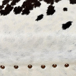 Taburete otomano de piel de vaca natural moderno, muebles para el hogar para sala de estar, Base de madera - Product Image 3