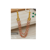 Ensemble de long collier en or indien de créateur et Kundan avec fleur rose pour femmes bijoux traditionnels lourds pour mariages et fêtes