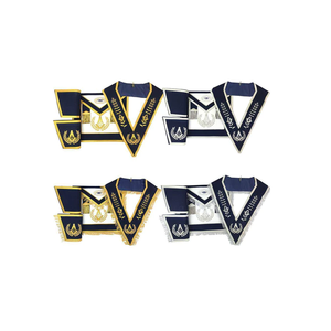 Regalía Masónica, Juego de Regalía para Maestro Masón, Delantal, Collar y Mancuernillas, Bordado a Mano, Artesanía de Resina - Product Image 5