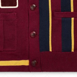 Pull universitaire personnalisé pour homme, en acrylique uni, tricoté, cardigan, broderie de lettres en chenille, logo de l'école, pull - Product Image 6