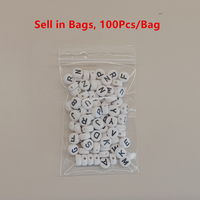 100 pièces/paquet Perles acryliques 4*7mm Lettres anglaises Alphabet Blanc Noir Perles en vrac Certifiées par un tiers Bracelet d'amitié DIY