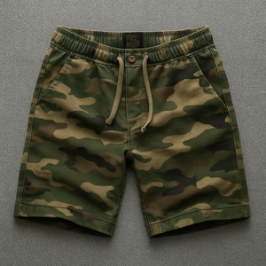 Short en coton imprimé vert armée respirant à carreaux grande taille pour hommes, vêtements d'été décontractés pour l'extérieur - Product Image 5