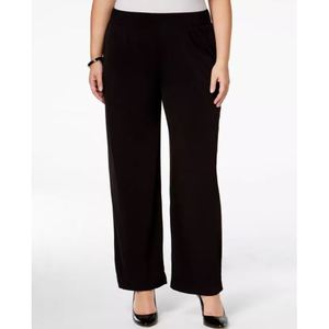 Pantaloni Larghi da Donna Taglia 2XL Neri con Elastico in Vita, Stile Formale e Casual in Cotone Stampato della Collezione NY - Product Image 1