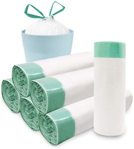 Sacs poubelles jetables en plastique à cordon sur rouleaux pour bacs ménagers de cuisine - Product Image 1