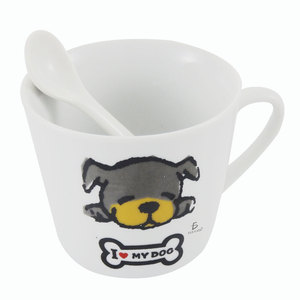 Set di Tazze in Ceramica Moderne con Disegni di Cani, Capacità 360ml, Cartoni Animati alla Moda e Cucchiaio, Regalo per la Festa del Papà o Halloween - Product Image 5