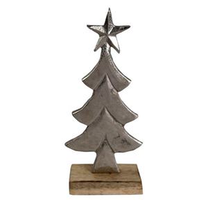 Arbre de Noël en aluminium moulé le plus vendu argent fini sur une base en bois nouvelle collection de Noël au prix de gros - Product Image 2
