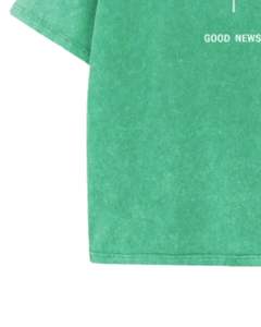 Camiseta Oversize de Algodón Lavado del Fabricante, Verde Oliva con Estampado Cruzado, Estilo Urbano Vintage, Venta al Por Mayor Personalizada - Product Image 4