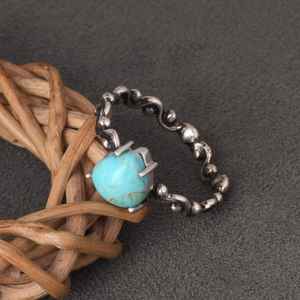 แหวนรูปหัวใจสีเทอร์ควอยส์ kingman เครื่องประดับ Boho สีเงินสเตอร์ลิงทำด้วยมือสไตล์ตะวันตกเฉียงใต้ของขวัญที่ไม่ซ้ำใครสำหรับสไตล์วินเทจของเธอ - Product Image 3