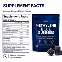 Bonbons gommeux antioxydants sans gluten au bleu de méthylène 5 mg, marque privée OEM, emballage personnalisé, pour l'énergie, la mémoire, la concentration et la santé cérébrale des adultes