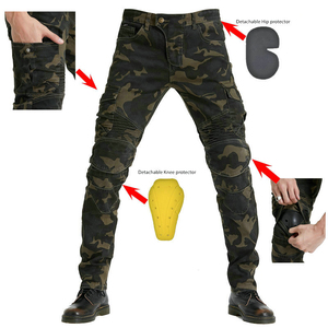 Pantalones vaqueros protectores de poliéster/algodón para motocicleta con rodilleras y almohadillas de cadera extraíbles, transpirables y de secado rápido para la comodidad de conducción de los hombres - Product Image 1