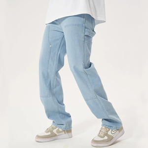 Pantalones vaqueros clásicos de pierna recta personalizados para hombre, pantalones holgados informales a la moda con logotipo de cintura media de talla grande disponibles - Product Image 2