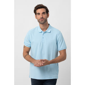 Polo básico de Piqué para hombre, corte informal, Cuello clásico y cierre de botón, 85% algodón, 15% poliéster, disponible en varios colores - Product Image 2